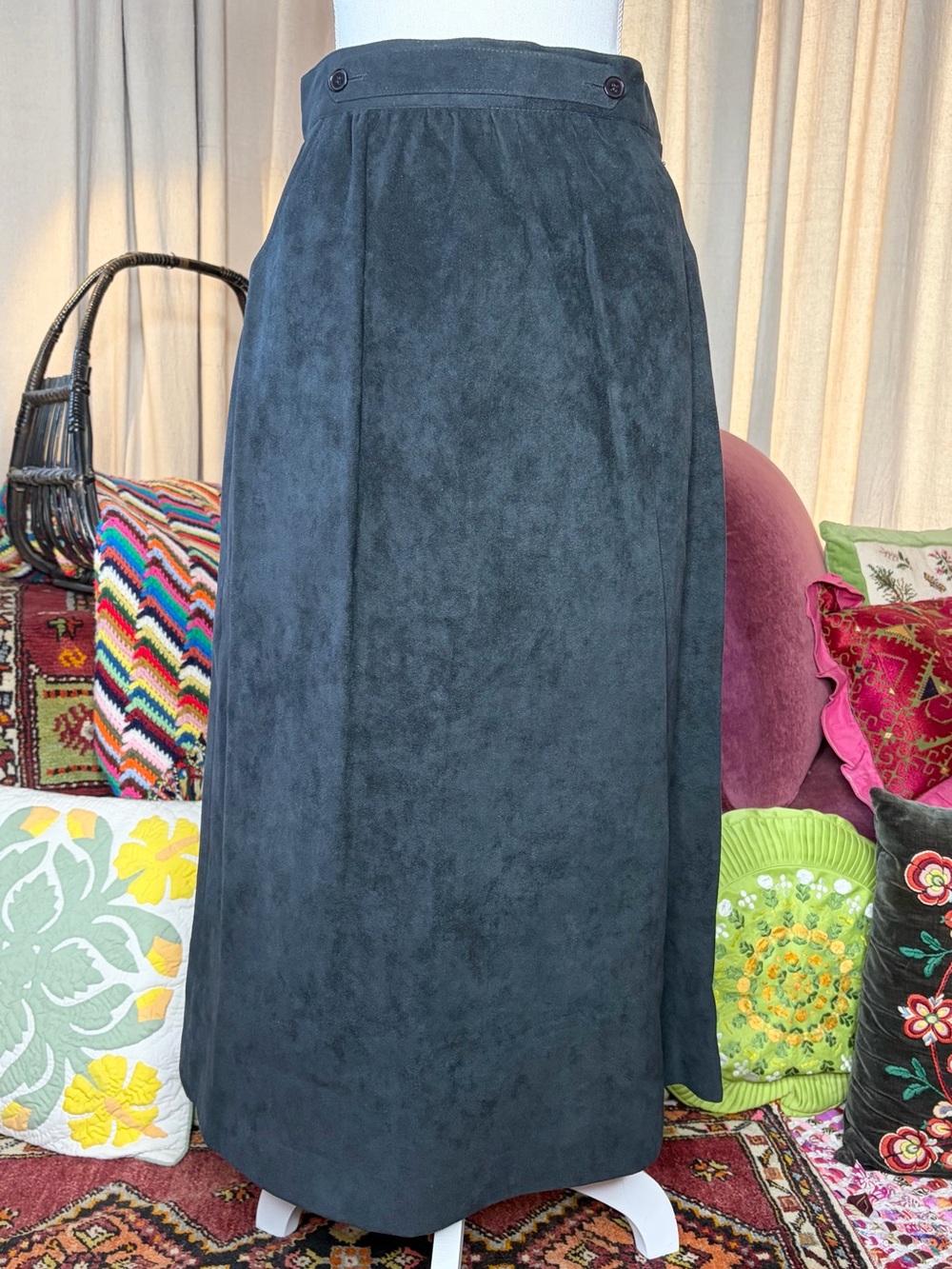 70s Black Ultrasuede Skirt